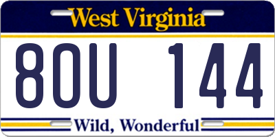 WV license plate 8OU144
