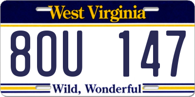 WV license plate 8OU147