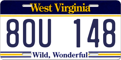 WV license plate 8OU148
