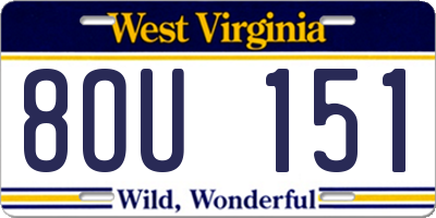 WV license plate 8OU151