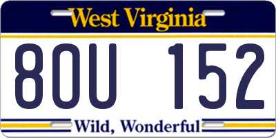 WV license plate 8OU152