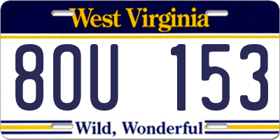WV license plate 8OU153