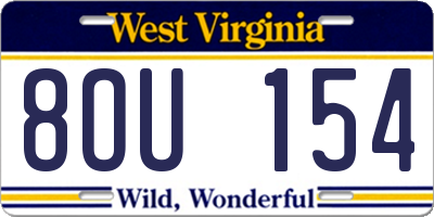 WV license plate 8OU154