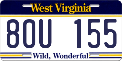 WV license plate 8OU155