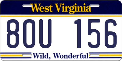 WV license plate 8OU156