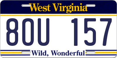 WV license plate 8OU157