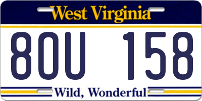 WV license plate 8OU158