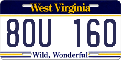 WV license plate 8OU160