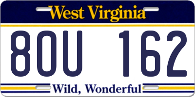 WV license plate 8OU162