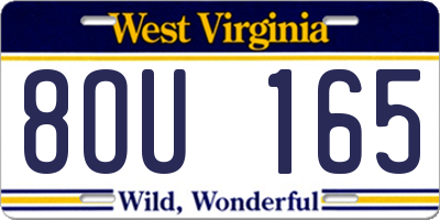 WV license plate 8OU165