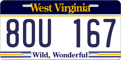 WV license plate 8OU167