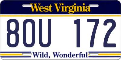 WV license plate 8OU172