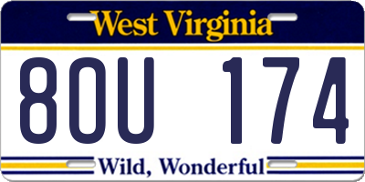 WV license plate 8OU174