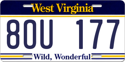 WV license plate 8OU177
