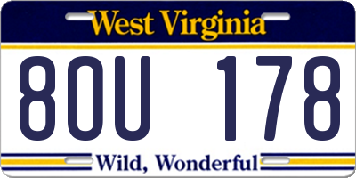 WV license plate 8OU178