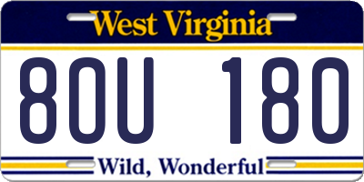 WV license plate 8OU180