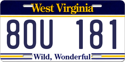 WV license plate 8OU181