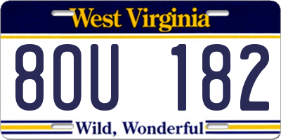 WV license plate 8OU182