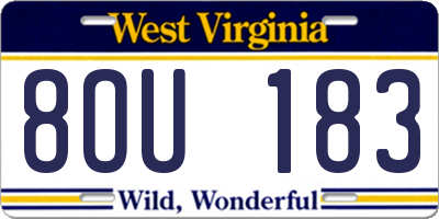 WV license plate 8OU183
