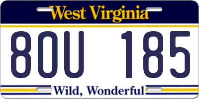 WV license plate 8OU185