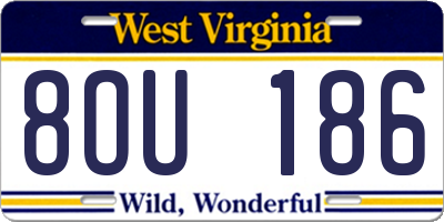 WV license plate 8OU186