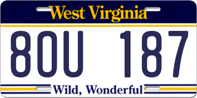 WV license plate 8OU187