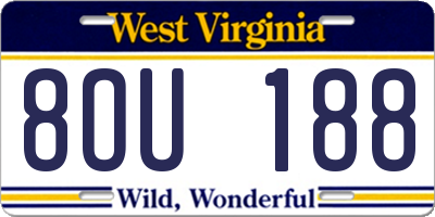 WV license plate 8OU188