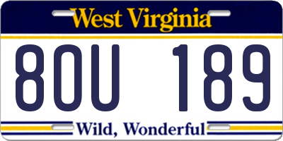 WV license plate 8OU189