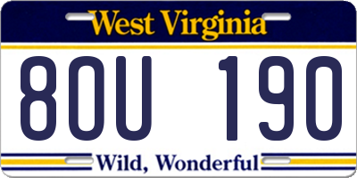 WV license plate 8OU190