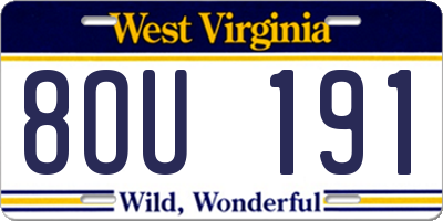 WV license plate 8OU191