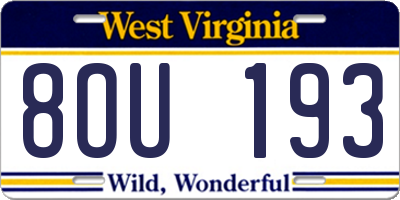 WV license plate 8OU193