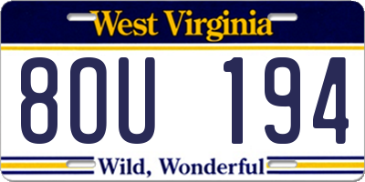 WV license plate 8OU194