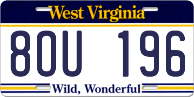WV license plate 8OU196