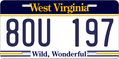 WV license plate 8OU197
