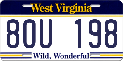 WV license plate 8OU198