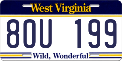 WV license plate 8OU199