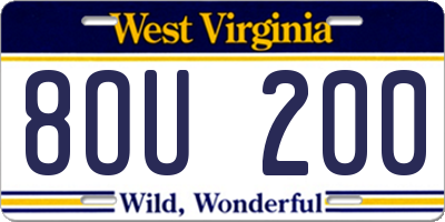 WV license plate 8OU200