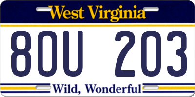WV license plate 8OU203