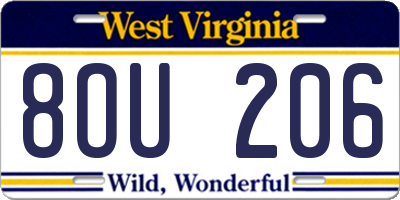 WV license plate 8OU206
