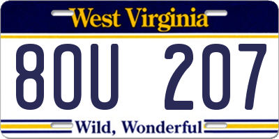 WV license plate 8OU207
