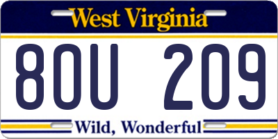 WV license plate 8OU209