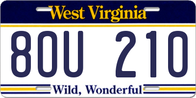 WV license plate 8OU210