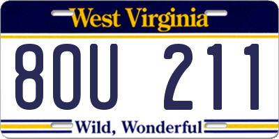 WV license plate 8OU211