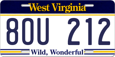 WV license plate 8OU212