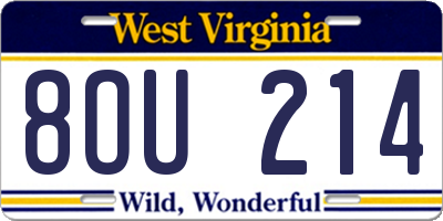 WV license plate 8OU214