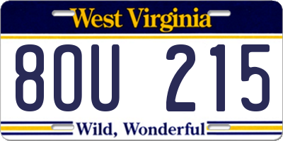 WV license plate 8OU215