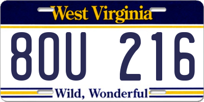 WV license plate 8OU216