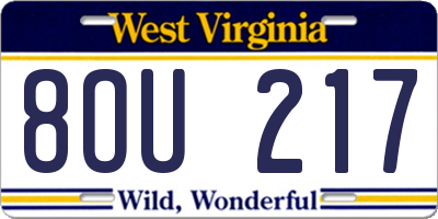 WV license plate 8OU217