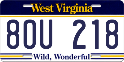 WV license plate 8OU218