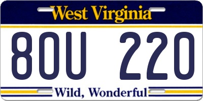 WV license plate 8OU220